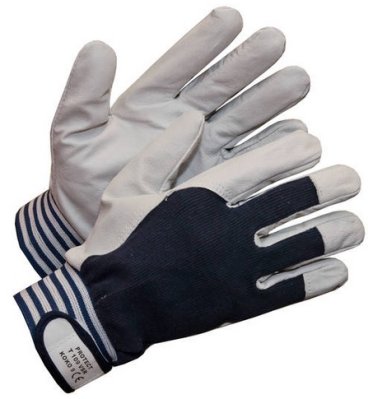 Työsormikas, vuohennahka/puuvilla, tarraranneke, 240pr/pkt