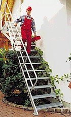 Kaiteelliset kiinteät portaat työtasolla, Alk.