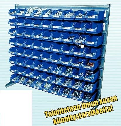 Varastohylly 72 laatikkoa