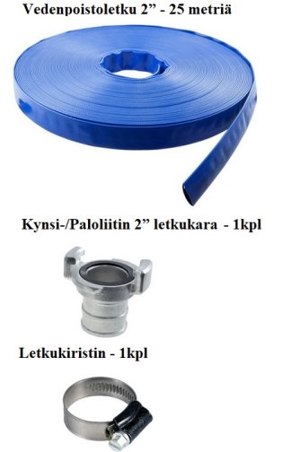 Vedenpoistoletku PVC - 25m, liittimellä