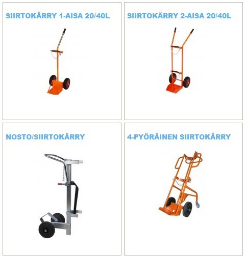 Kaasupullon siirtokärryt